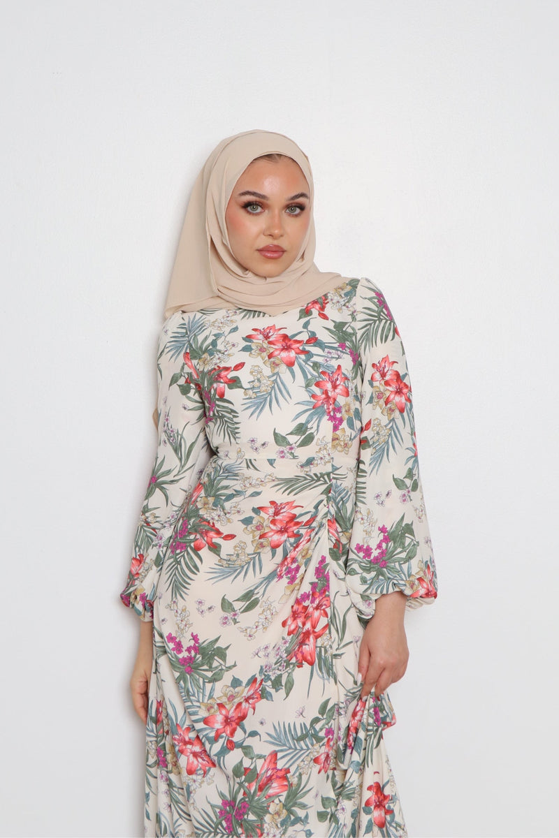 Hailey Floral Dress- Off White