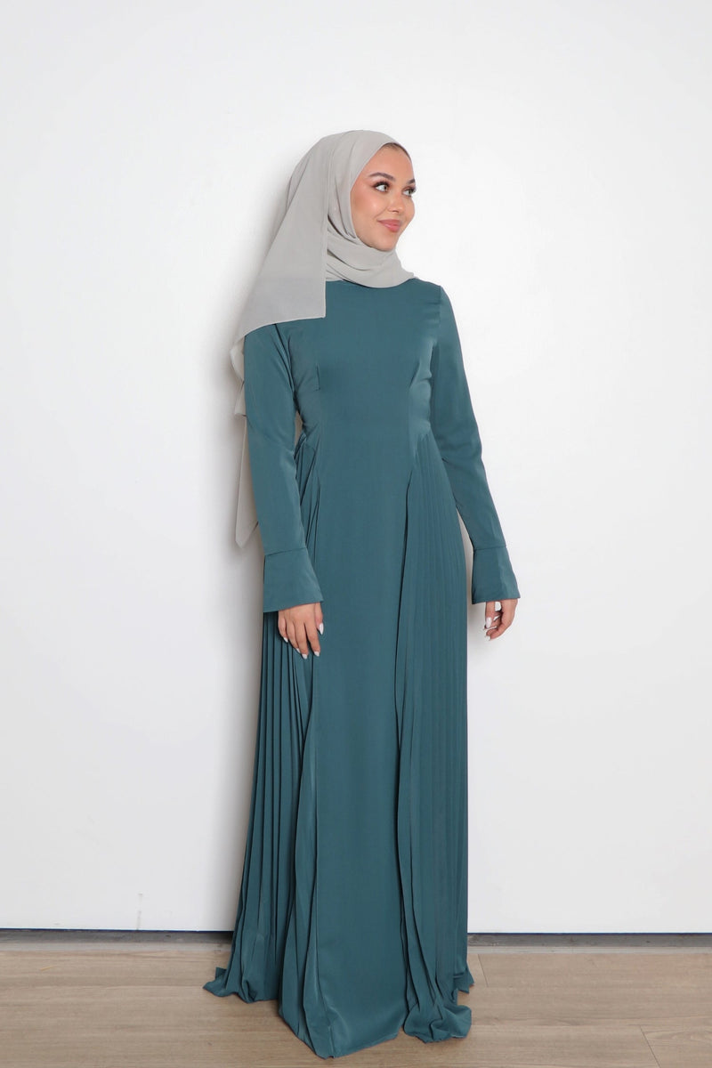 Kelsi Soft Pleat Dress- Teal