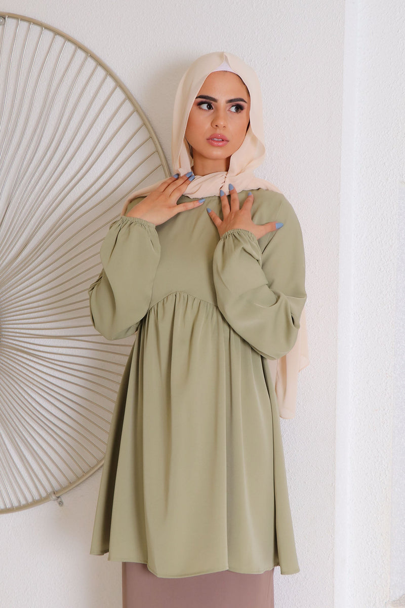 Kim Smock Top- Light Sage