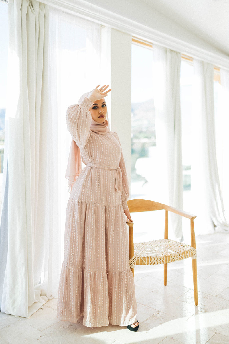 Nova Smock Lace Dress- Blush Pink