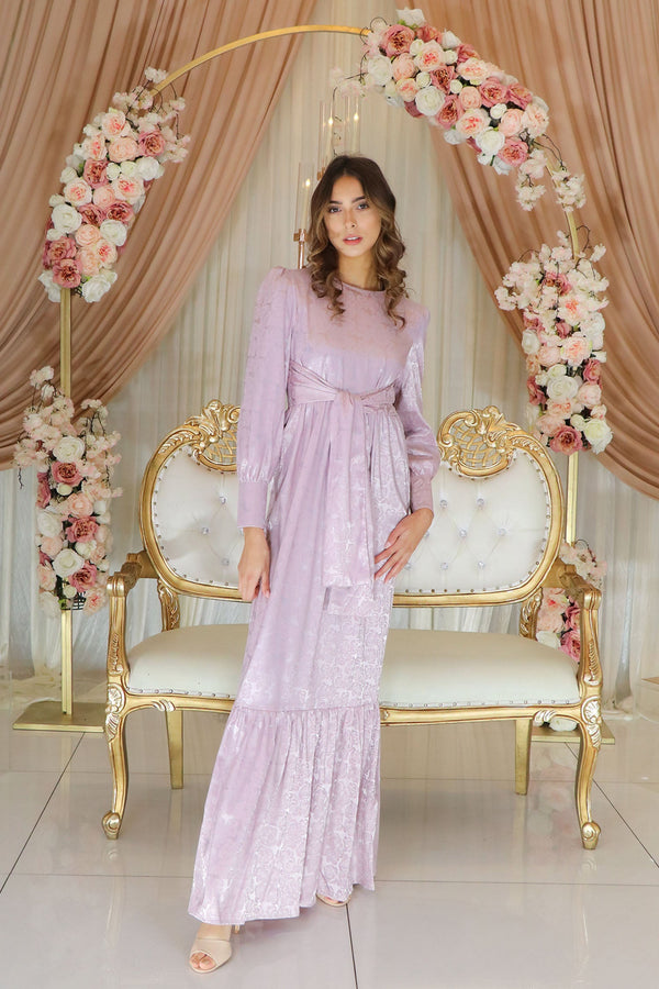 Jasmine Satin Wrap Dress- Rose