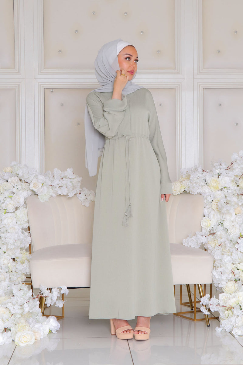 Ivy Essential Flare Abaya- Light Sage Green